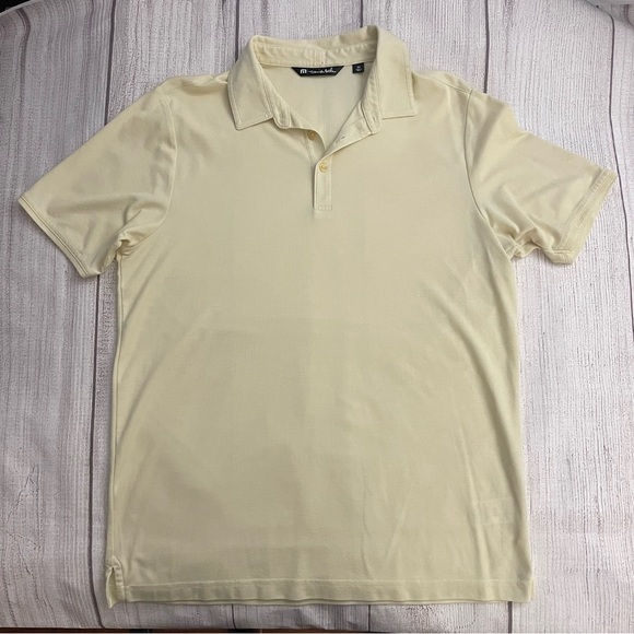 TRAVIS MATHEW Men’s Cream Colored Collared Polo Shirt Size Medium - Picture 3 of 9